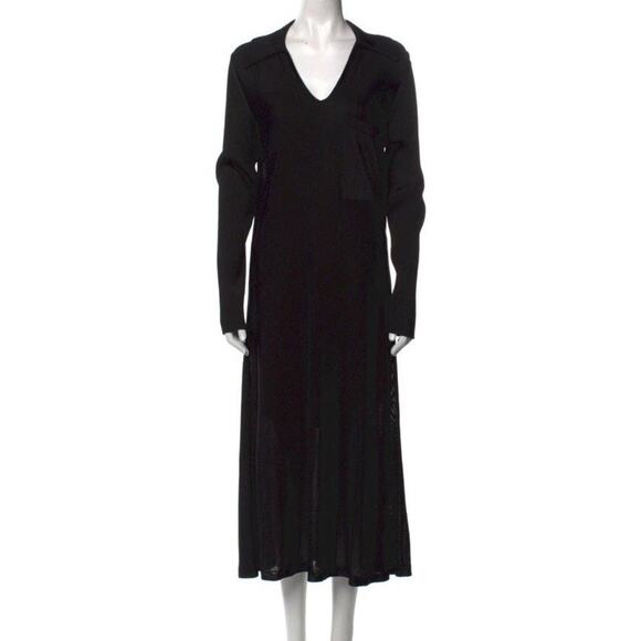 Vintage ST. JOHN KNITS Long Black Knit Bodycon Midi Maxi Dress Lined Sz Large - Picture 1 of 13